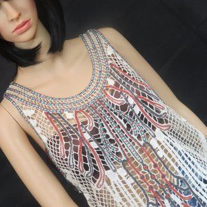 Antik Batik Tank with Multi- Colored Beads